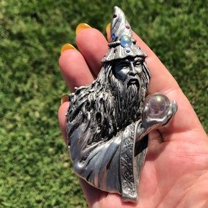 JJ Jonette Wizard Brooch VTG 1980s Pewter